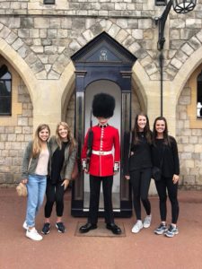 students in london with royal guard